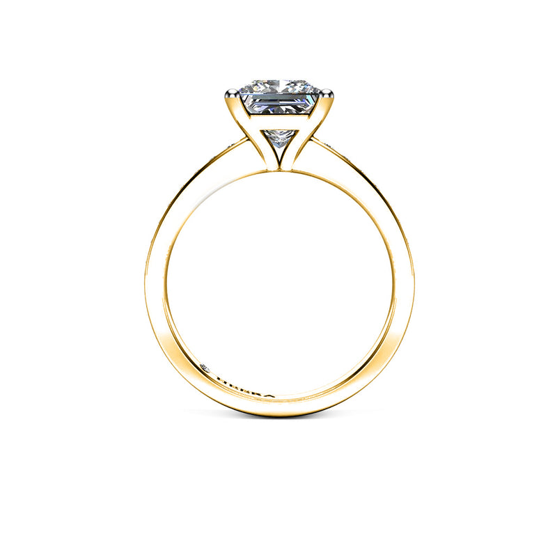 SILAS - Princess Diamond Engagement ring with Diamond Shoulders in Yellow Gold - HEERA DIAMONDS