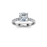 STACEY  - Cushion Diamond Engagement ring with Diamond Shoulders in Platinum - HEERA DIAMONDS