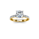 STACEY  - Cushion Diamond Engagement ring with Diamond Shoulders in Yellow Gold - HEERA DIAMONDS
