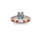 TANIA - Emerald Diamond Engagement ring with Milgrain Shoulders in Rose Gold - HEERA DIAMONDS
