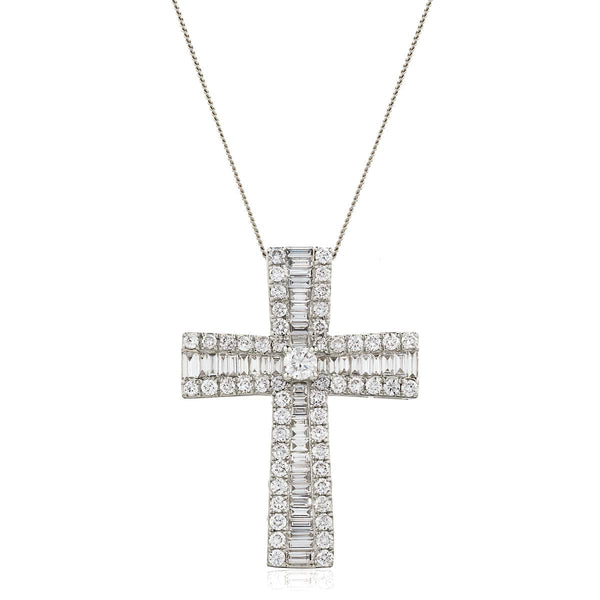 Tapered Baguette Cross Pendant - HEERA DIAMONDS