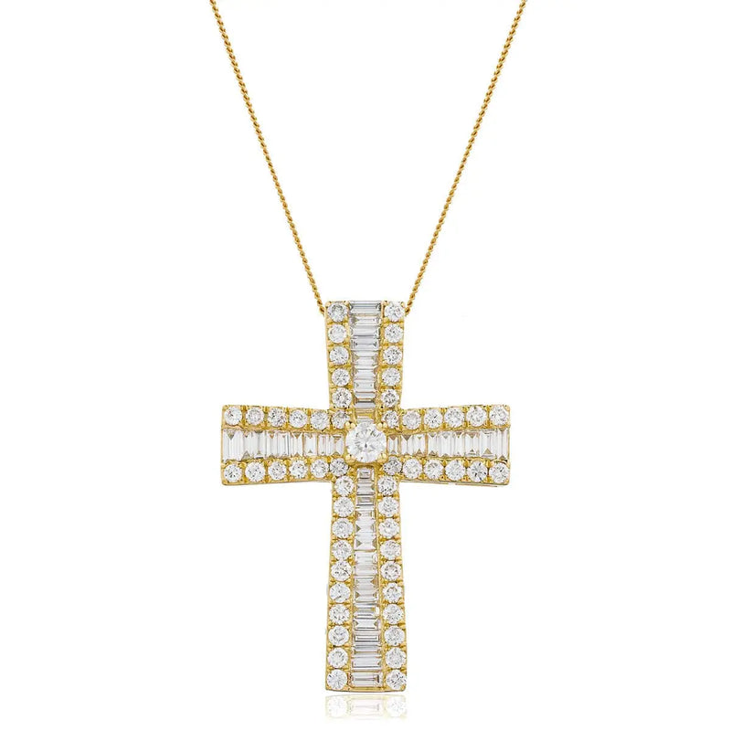 Tapered Baguette Cross Pendant - HEERA DIAMONDS