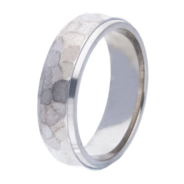 Traditional Court Mens Wedding band in a hammered finish centre and lined edges, Comfort fit. - HEERA DIAMONDS