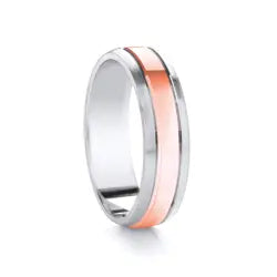 Traditional Court Two Tone Wedding band with Insert in Comfort fit. - HEERA DIAMONDS