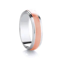 Traditional Court Two Tone Wedding band with Insert in Comfort fit. - HEERA DIAMONDS