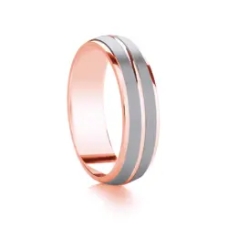 Traditional Court Two Tone Wedding band with Insert in Comfort fit. - HEERA DIAMONDS