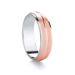 Traditional Court Two Tone Wedding band with Insert in Comfort fit. - HEERA DIAMONDS