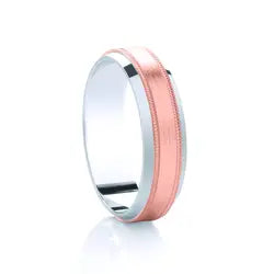 Traditional Court Two Tone Wedding band with Insert in Comfort fit. - HEERA DIAMONDS