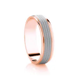 Traditional Court Two Tone Wedding band with Insert in Comfort fit. - HEERA DIAMONDS