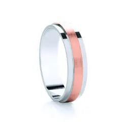 Traditional Court Two Tone Wedding band with Insert in Comfort fit. - HEERA DIAMONDS