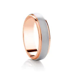 Traditional Court Two Tone Wedding band with Insert in Comfort fit. - HEERA DIAMONDS