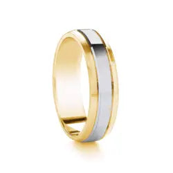 Traditional Court Two Tone Wedding band with Insert in Comfort fit. - HEERA DIAMONDS