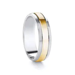 Traditional Court Two Tone Wedding band with Insert in Comfort fit. - HEERA DIAMONDS