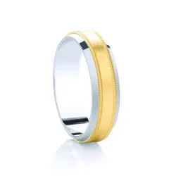 Traditional Court Two Tone Wedding band with Insert in Comfort fit. - HEERA DIAMONDS