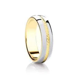 Traditional Court Two Tone Wedding band with Insert in Comfort fit. - HEERA DIAMONDS