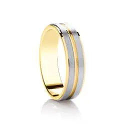 Traditional Court Two Tone Wedding band with Insert in Comfort fit. - HEERA DIAMONDS