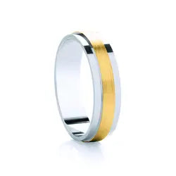 Traditional Court Two Tone Wedding band with Insert in Comfort fit. - HEERA DIAMONDS