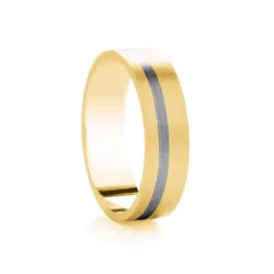 Traditional Court Two Tone Wedding band with Insert in Comfort fit. - HEERA DIAMONDS