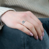 URSULA - Round Brilliant Engagement ring with Diamond Shoulders in Platinum - HEERA DIAMONDS