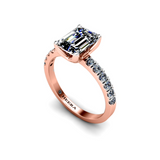 WILLOW - Emerald Diamond Engagement ring with Diamond Shoulders in Rose Gold - HEERA DIAMONDS