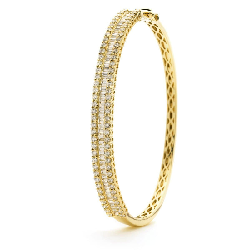 DIAMOND IN & OUT CHANNEL SET BANGLE IN 18K YELLOW GOLD - HEERA DIAMONDS