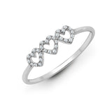 18ct White 0.10ct Diamond 3 x Heart Ring - HEERA DIAMONDS