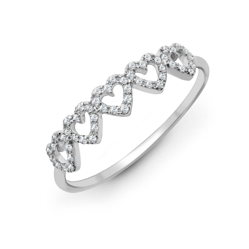 18ct White 0.15ct Diamond 5 x Heart Ring - HEERA DIAMONDS