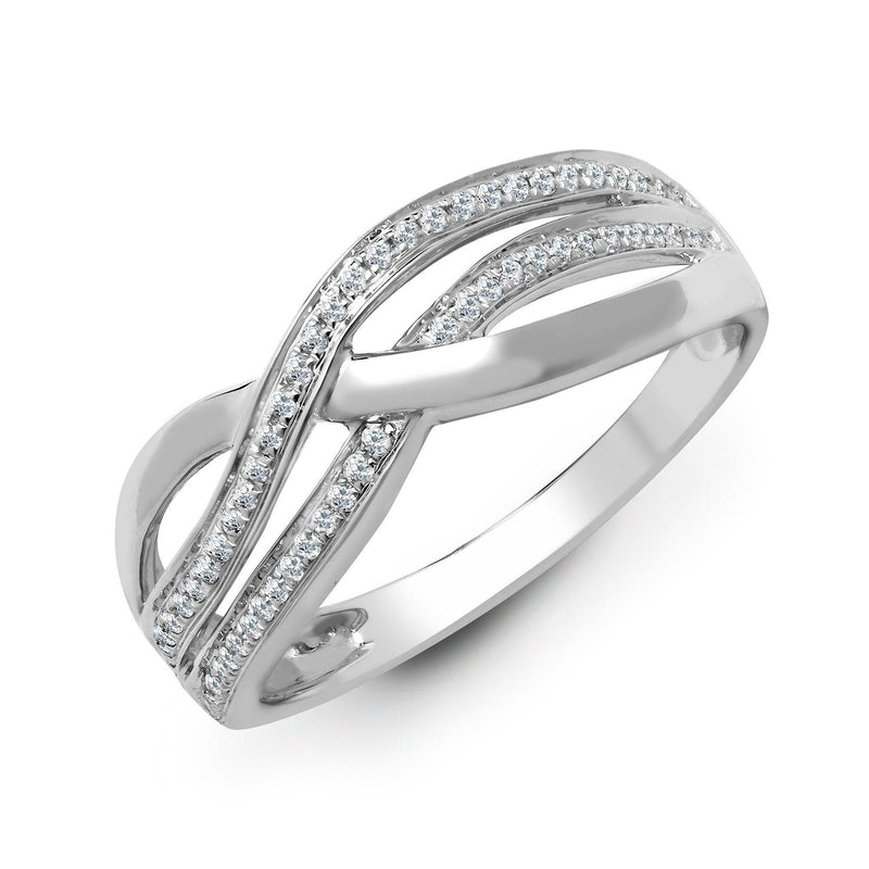 18ct White 0.20ct Diamond Crossover Ring - HEERA DIAMONDS