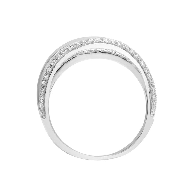 18ct White 0.68ct Diamond 4 Row Crossover Ring - HEERA DIAMONDS