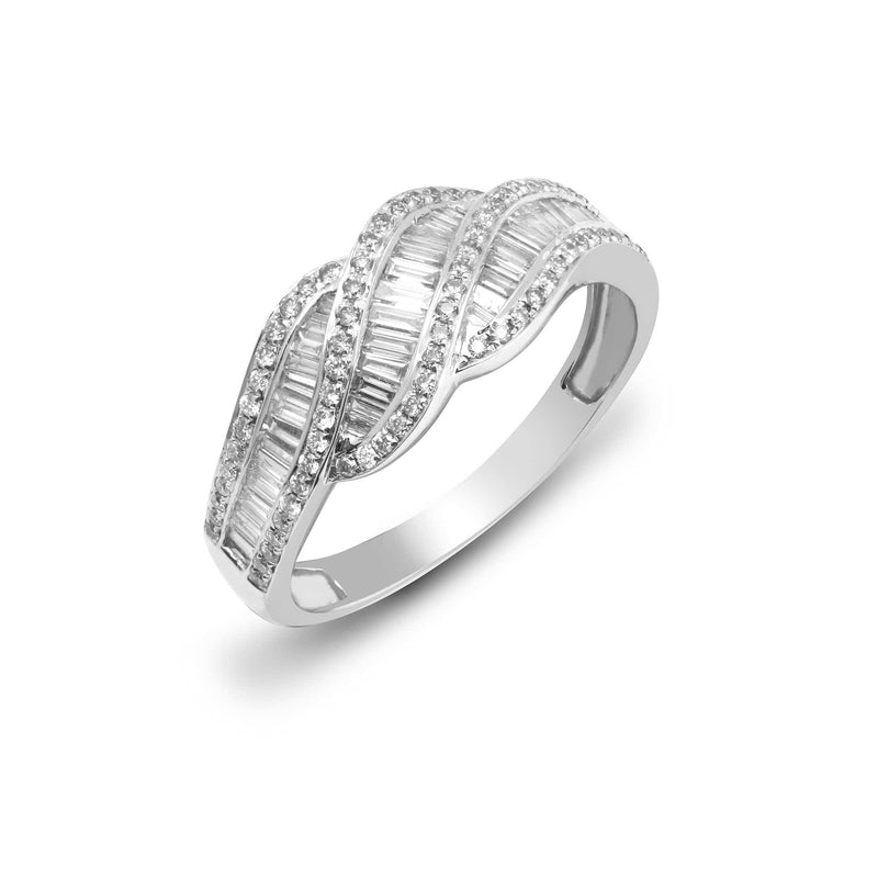 18ct White 0.74ct Diamond R.B.C & Baguette Ring - HEERA DIAMONDS