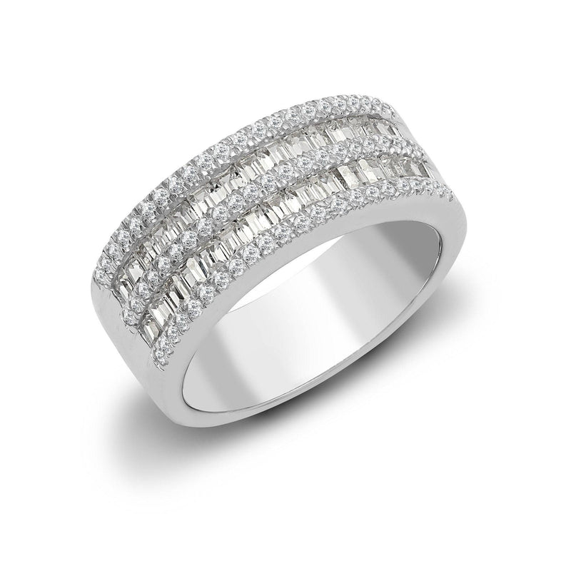 18ct White 1.18ct Round & Baguette Diamond Ring - HEERA DIAMONDS