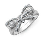 18ct White Gold 0.46ct Diamond R.B.C & Baguette Bow Ring - HEERA DIAMONDS