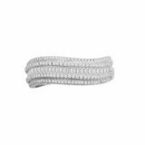 18ct White Gold 0.59ct Diamond R.B.C & Baguette Wave Ring - HEERA DIAMONDS