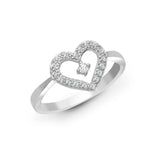 18ct White Gold Heart Shaped Diamond Ring - HEERA DIAMONDS