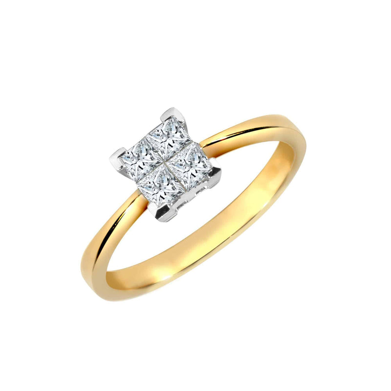 18ct Yellow 0.75ct 4 x Princess cut Diamond Ring - HEERA DIAMONDS