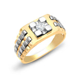 9ct White And Yellow Gold Gents Diamond Ring - HEERA DIAMONDS