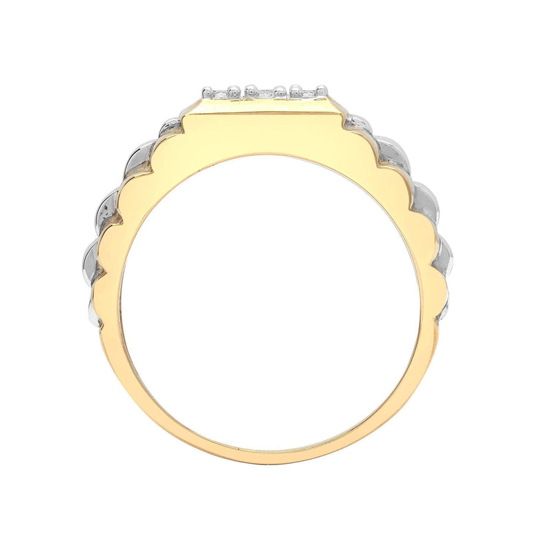 9ct White And Yellow Gold Gents Diamond Ring - HEERA DIAMONDS