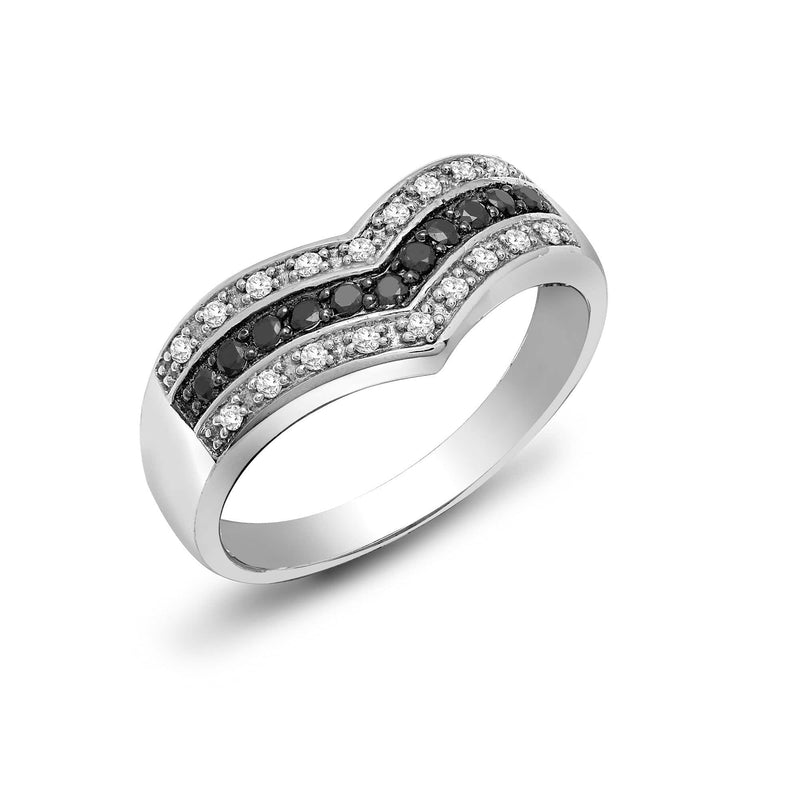 9ct White Gold Diamond And Black Diamond Ring - HEERA DIAMONDS