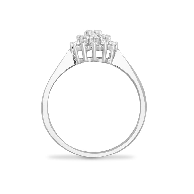 9ct White Gold Diamond Cluster Ring - HEERA DIAMONDS
