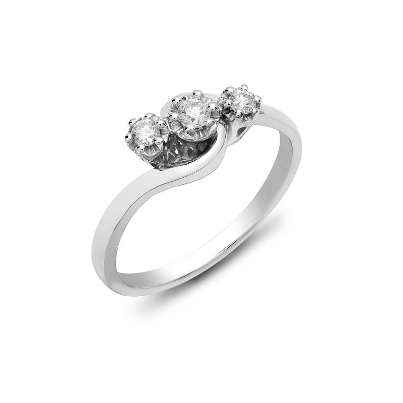 9ct White Gold Trilogy Diamond Ring - HEERA DIAMONDS