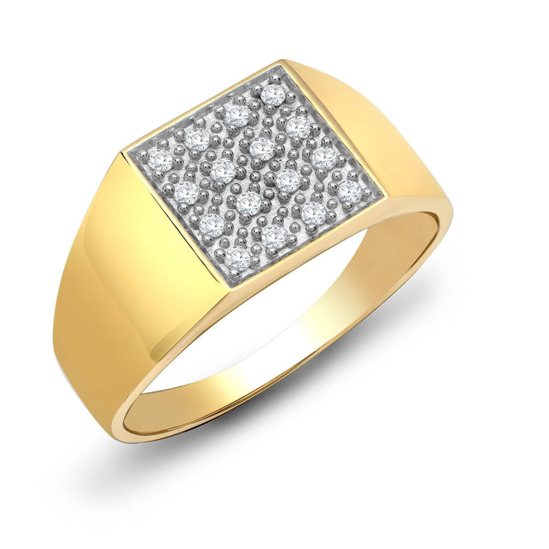 9ct Yellow Gold Gents Diamond Ring - HEERA DIAMONDS