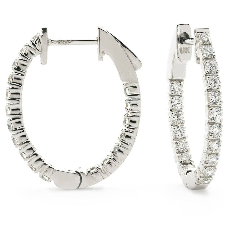 DIAMOND CLAW SETTING HOOP EARRINGS IN 18K WHITE GOLD - HEERA DIAMONDS