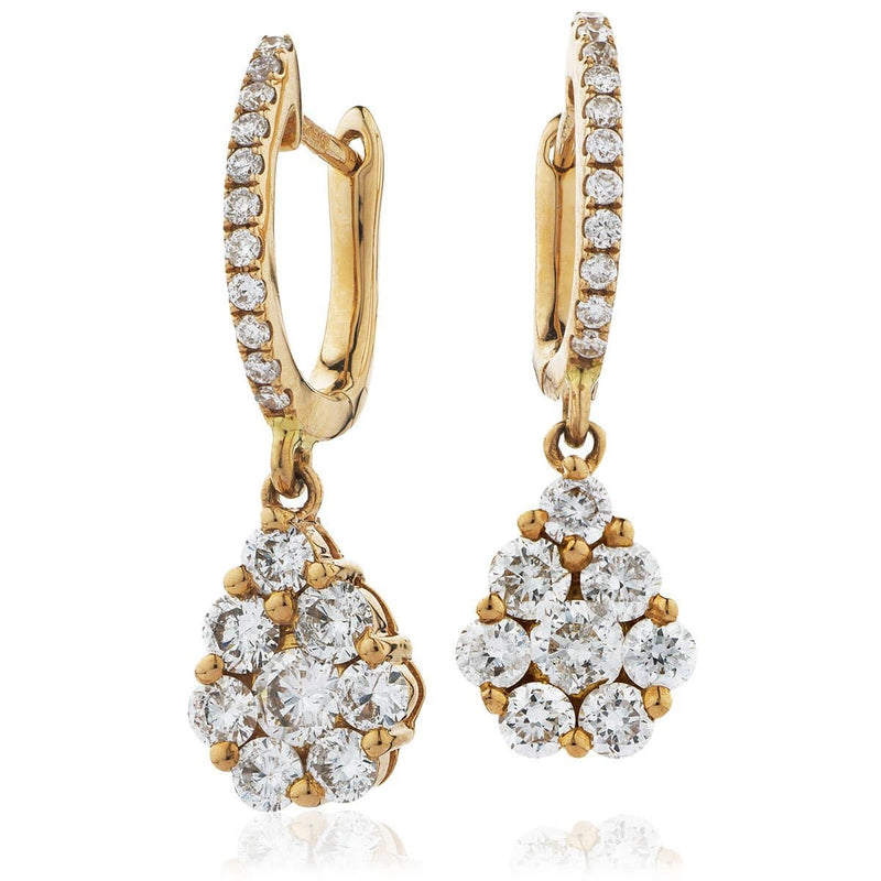 DIAMOND CLUSTER FANCY DROP EARRING IN 18K ROSE GOLD - HEERA DIAMONDS