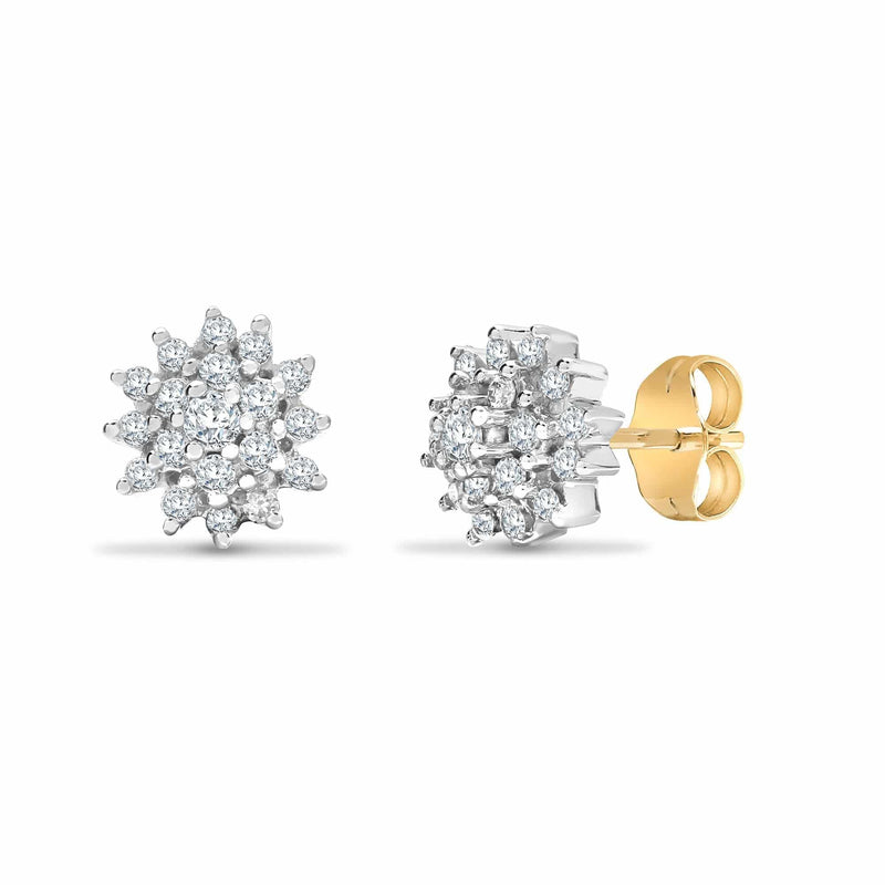 DIAMOND CLUSTER STUD EARRINGS IN 9K YELLOW GOLD - HEERA DIAMONDS