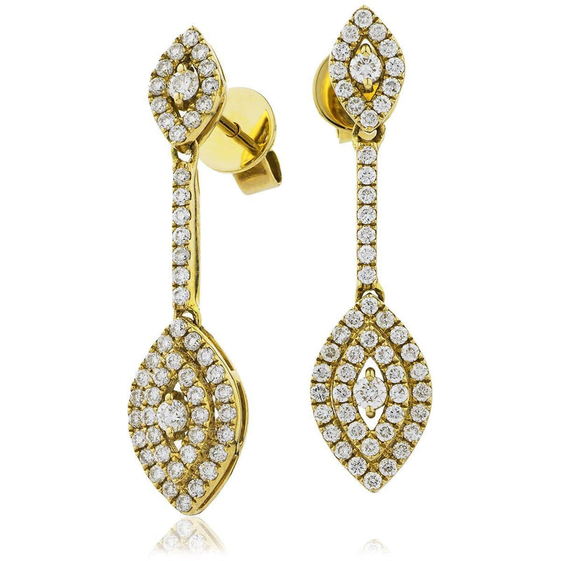 DIAMOND DROP EARRINGS IN 18K YELLOW GOLD - HEERA DIAMONDS