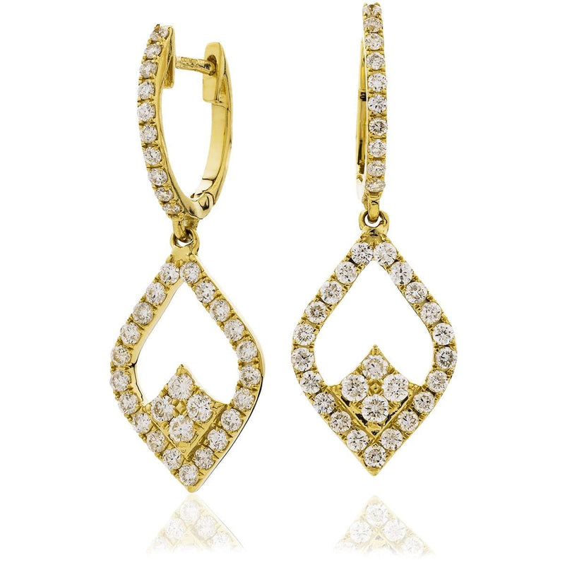DIAMOND FANCY DROP EARRINGS IN 18K YELLOW GOLD - HEERA DIAMONDS