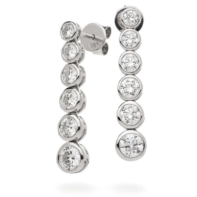 DIAMOND RUB OVER SETTING DROP EARRING IN 18K WHITE GOLD - HEERA DIAMONDS