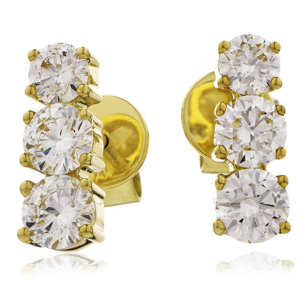 DIAMOND TRILOGY DROP EARRINGS IN 18K YELLOW GOLD - HEERA DIAMONDS