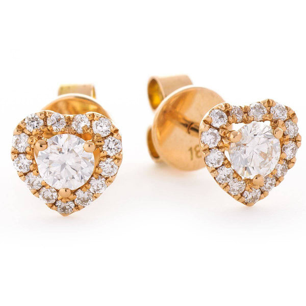 ROSE GOLD HEART SHAPE HALO DIAMOND EARRING - HEERA DIAMONDS