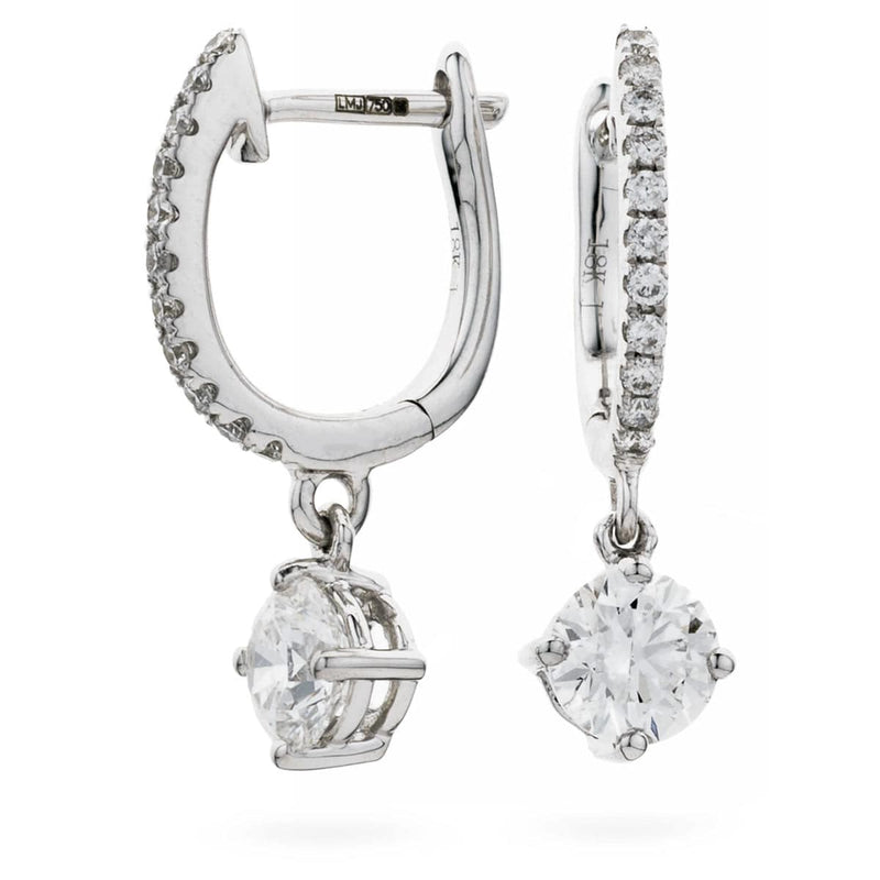 SOLITAIRE DIAMOND DROP EARRING IN 18K WHITE GOLD - HEERA DIAMONDS